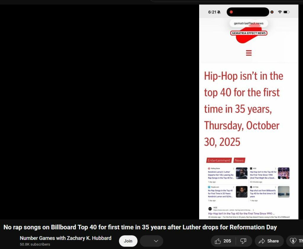 No rap songs on Billboard Top 40 for first time in 35 years - 5 min Gematriana w Zach Hubbard